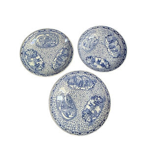 3 Chinese Bird By Adams China Small Plates Bread Butter Plates Blue Transferware